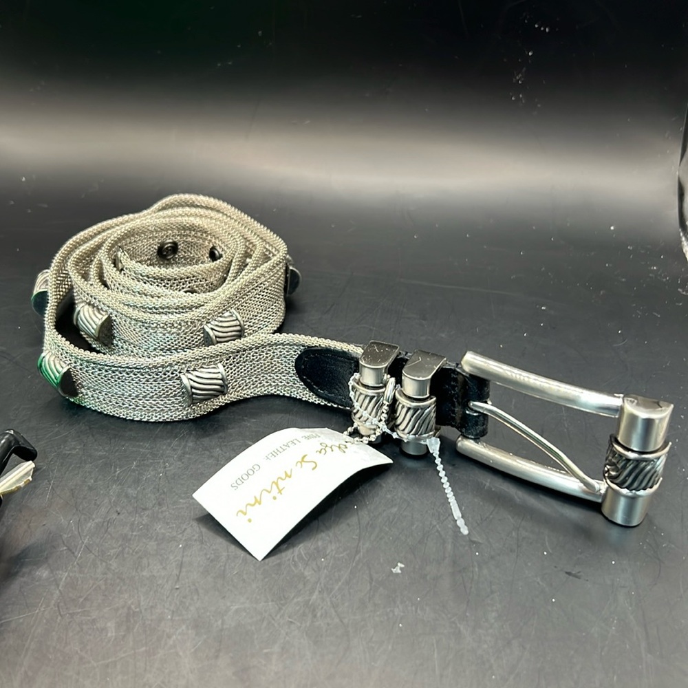 Olga Santini metal and leather belt. XL